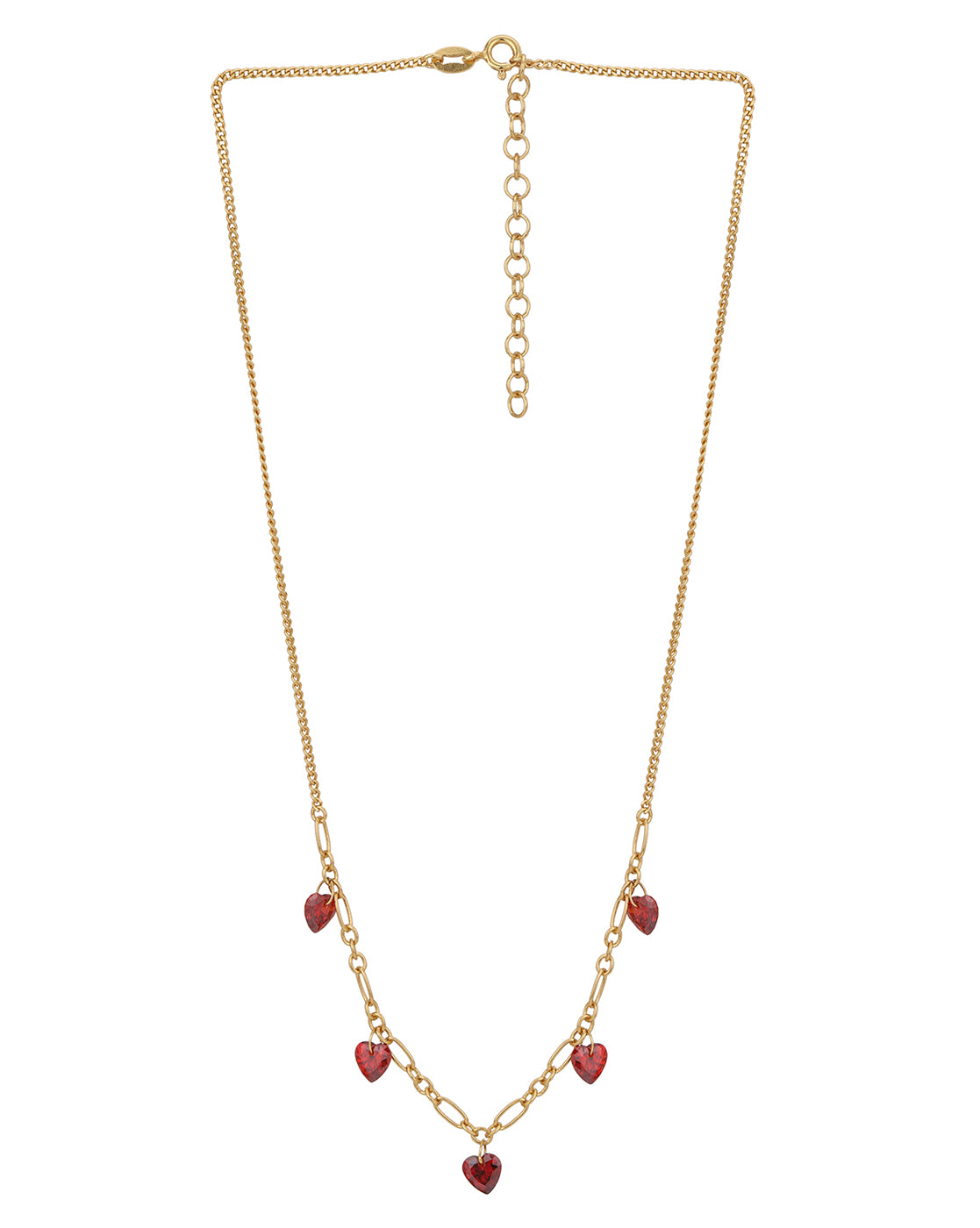 18kt Gold Plated with Red CZ Studded Necklace