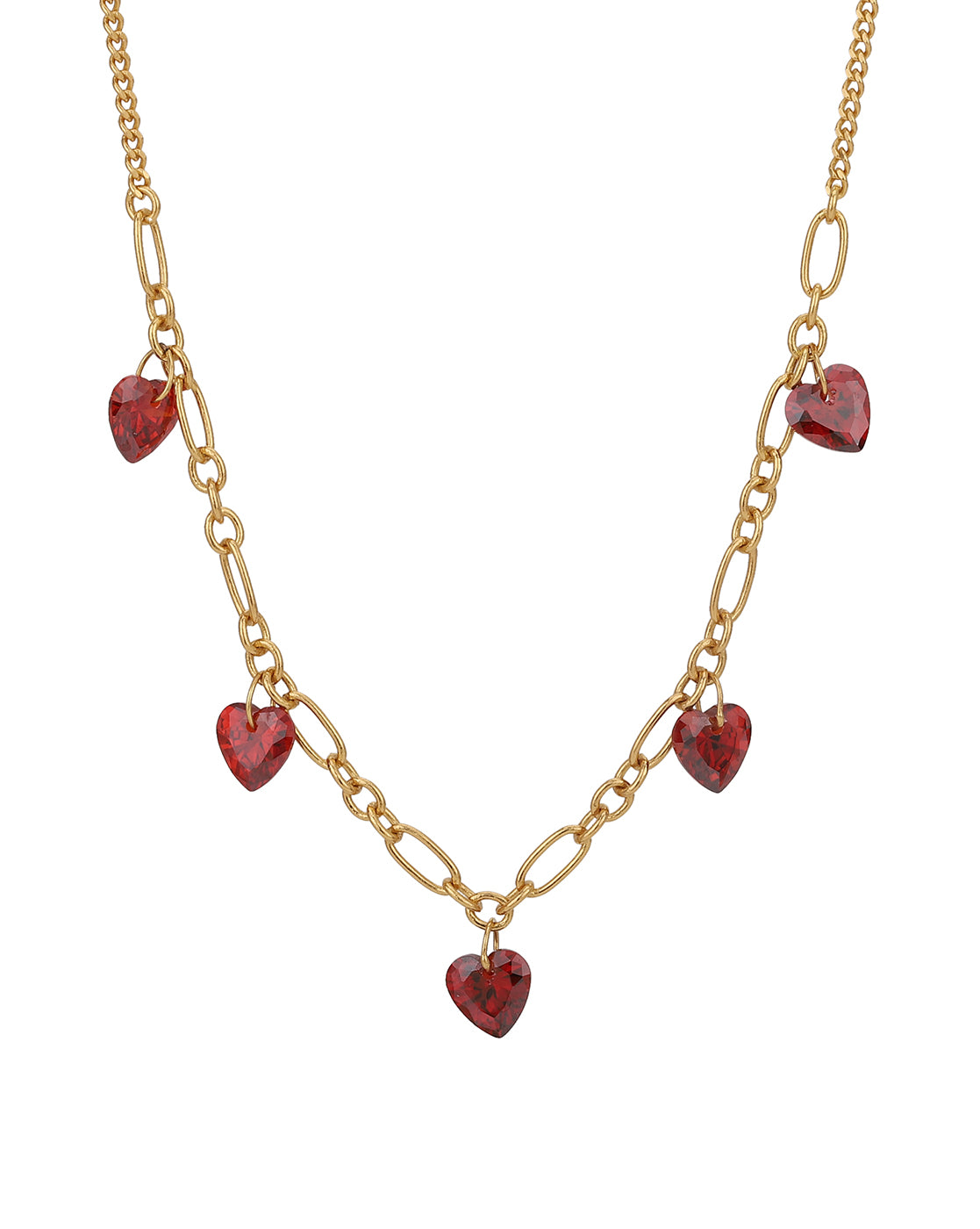 18kt Gold Plated with Red CZ Studded Necklace