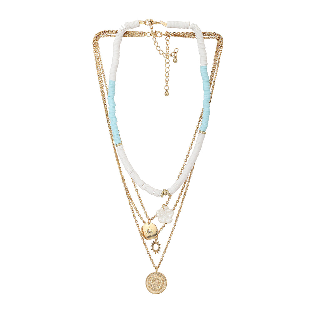 Carlton London Multicoloured Set Of 2 Rose Gold-Plated Layered Necklace Fjn3858