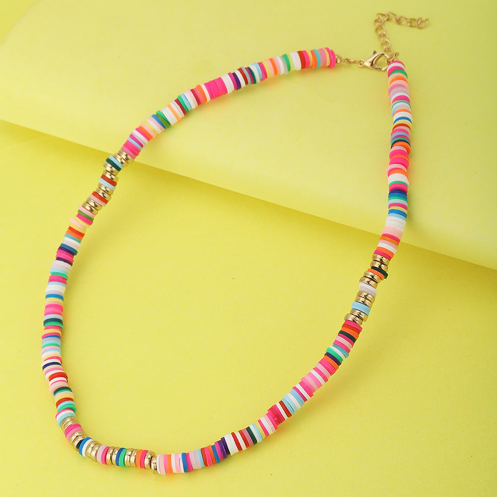 Carlton London Multicoloured Rose Gold-Plated Handcrafted Necklace Fjn3860