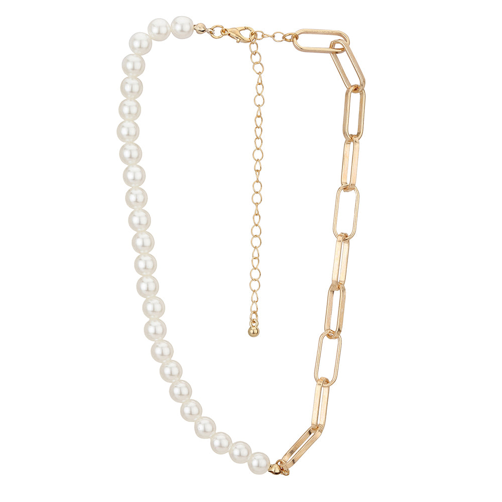 Carlton London Set Of 2 Rose Gold Plated & White Hanging Pearl Necklace Fjn3880