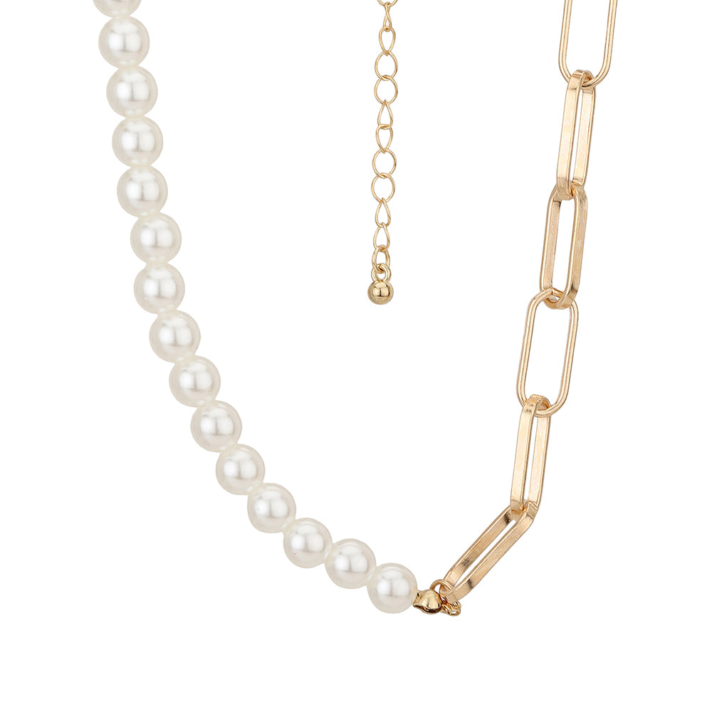 Carlton London Set Of 2 Rose Gold Plated & White Hanging Pearl Necklace Fjn3880