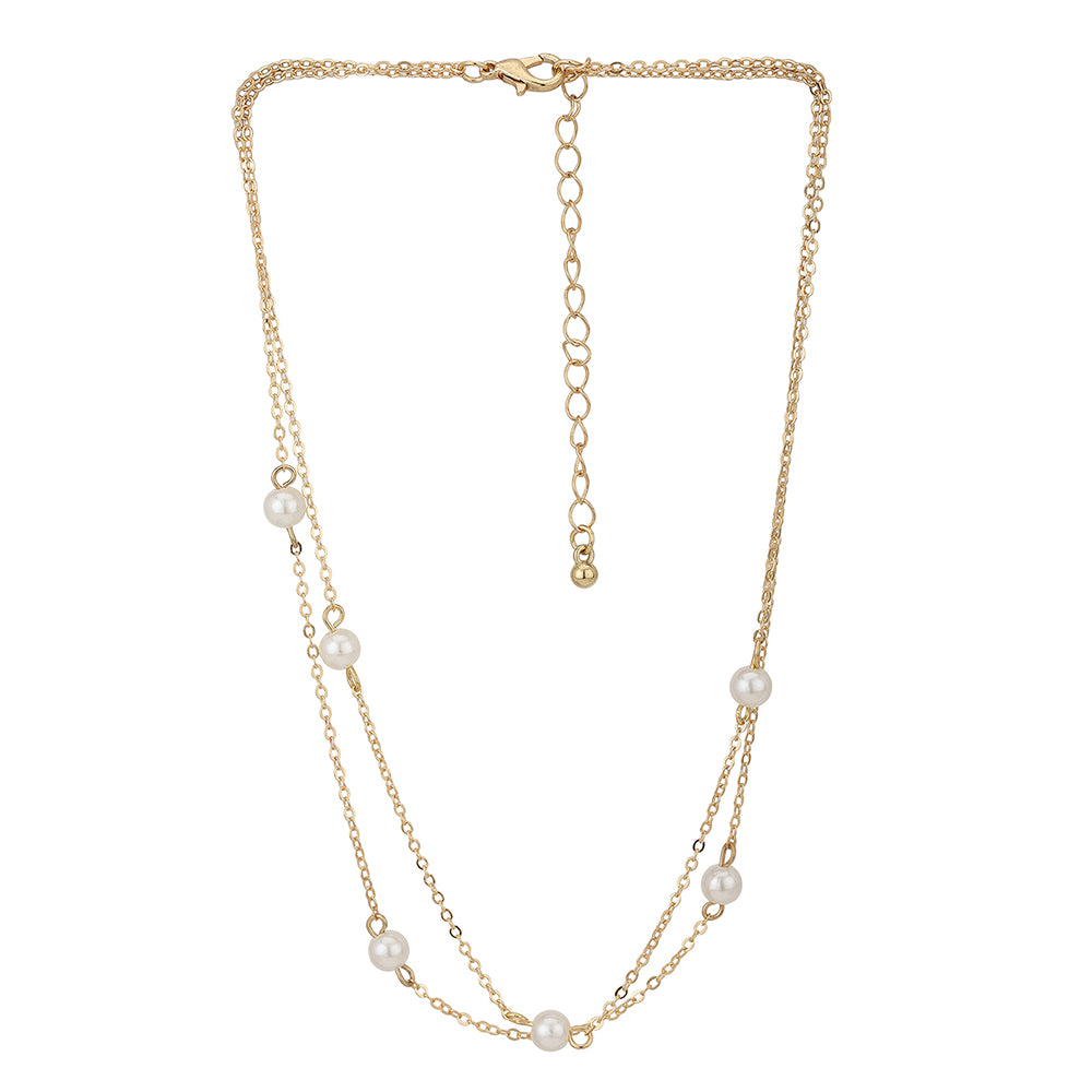 Carlton London Gold-Plated With Pearl Layered Necklace