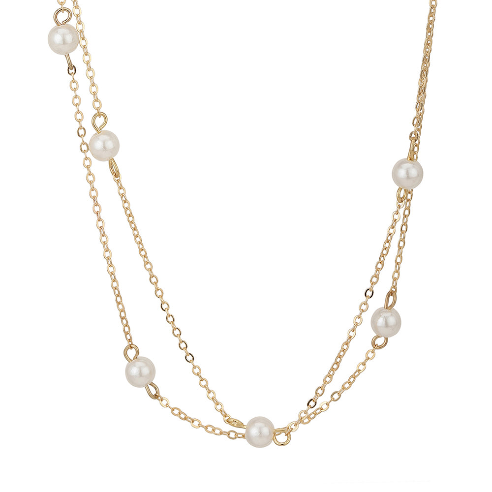 Carlton London Gold-Plated With Pearl Layered Necklace
