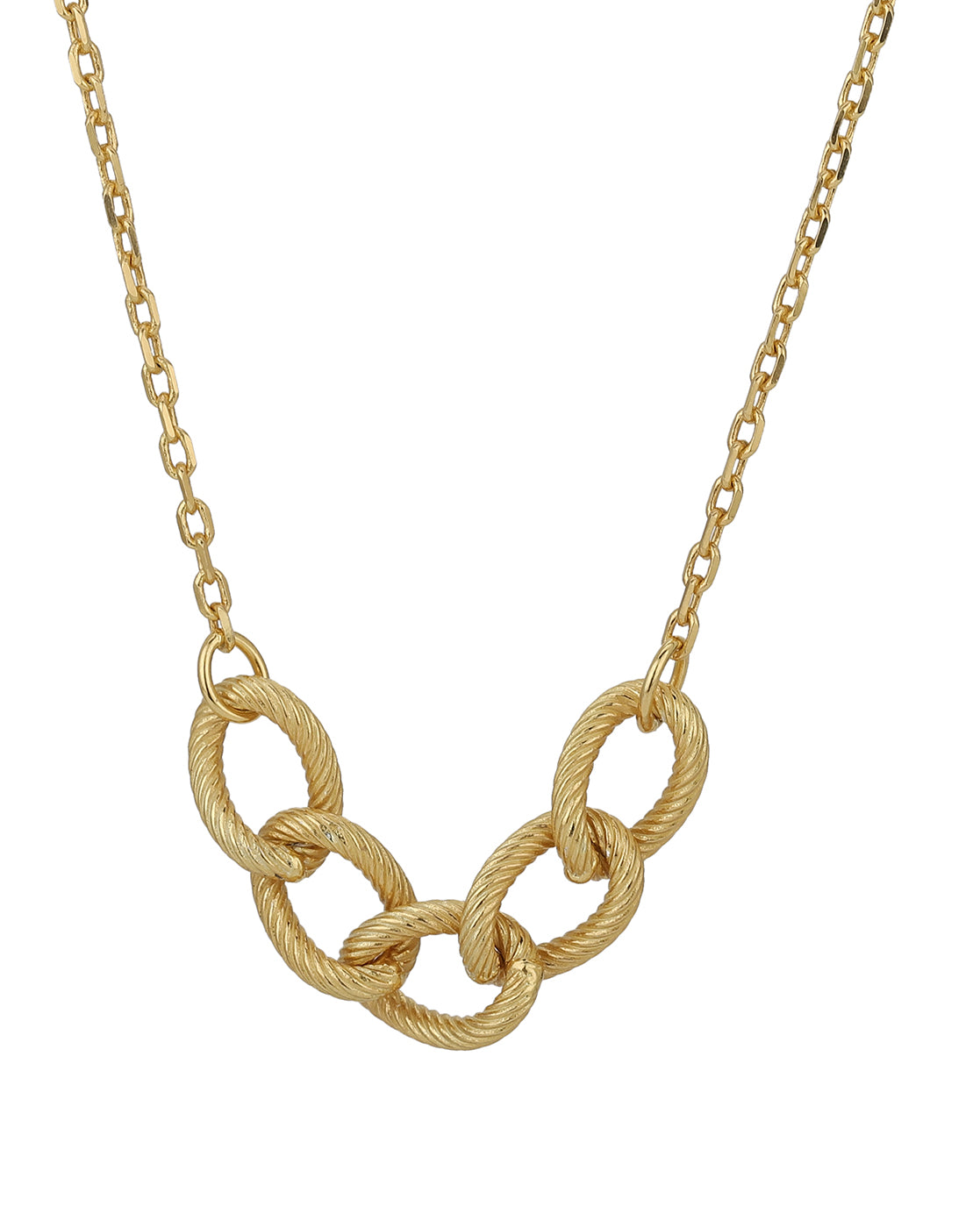 Carlton London 18Kt Gold Plated Contemporary Necklace With Textured Links