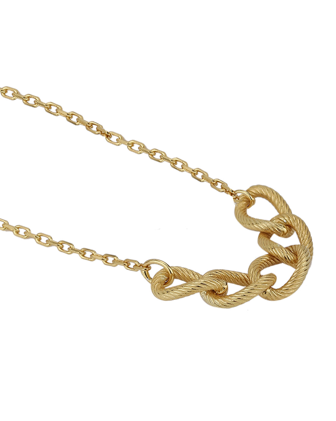 Carlton London 18Kt Gold Plated Contemporary Necklace With Textured Links