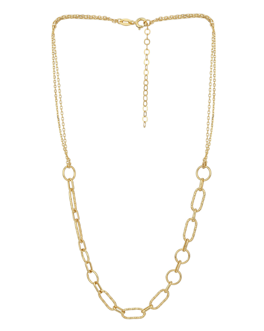 Carlton London 18Kt Gold Plated Double Chain Necklace With Links