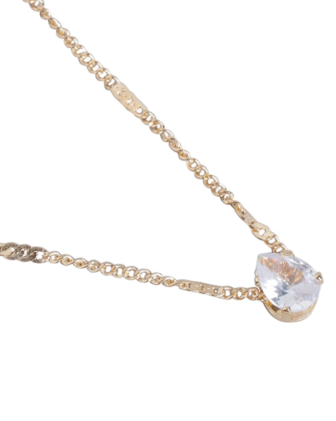 Set Of 2 Rose Gold Plated With Cz & Bar Unique Pendant With Chain For Women