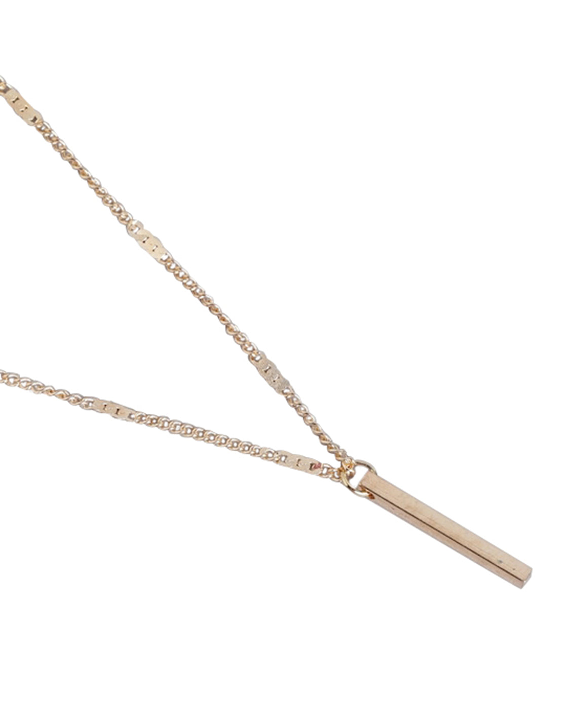 Set Of 2 Rose Gold Plated With Cz & Bar Unique Pendant With Chain For Women