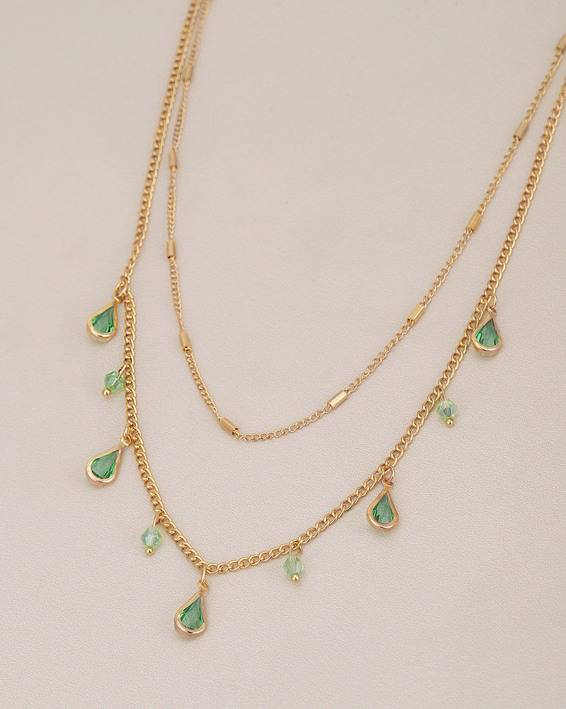 Gold Plated With Crystal Stylish Double Chian Necklace For Women