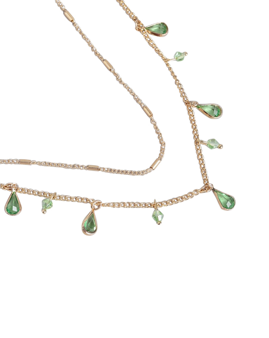 Gold Plated With Crystal Stylish Double Chian Necklace For Women