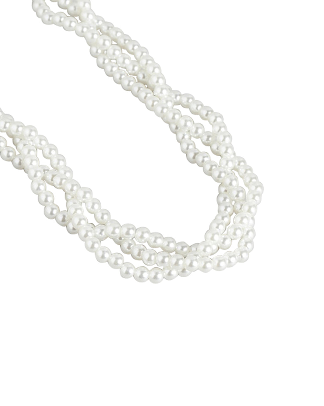 Rhodium Plated With Pearl Layered Necklace For Women