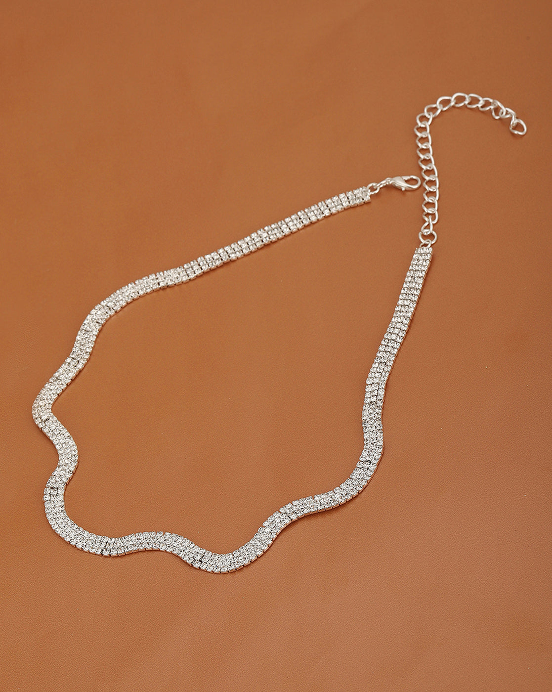 Rhodium Plated With Cz Stylish Necklace For Women