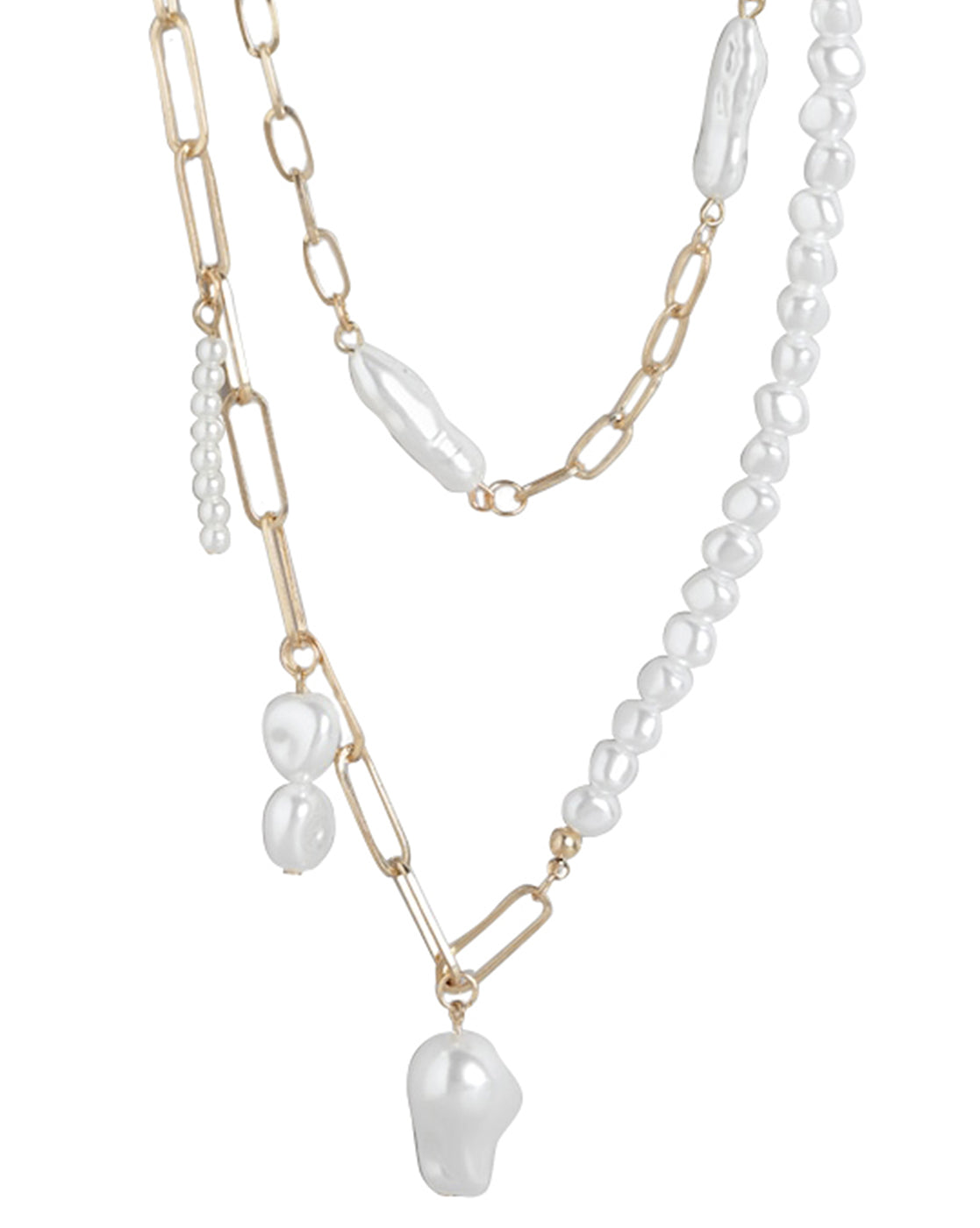 Set Of 2 Gold Plated With Pearl Necklace For Women