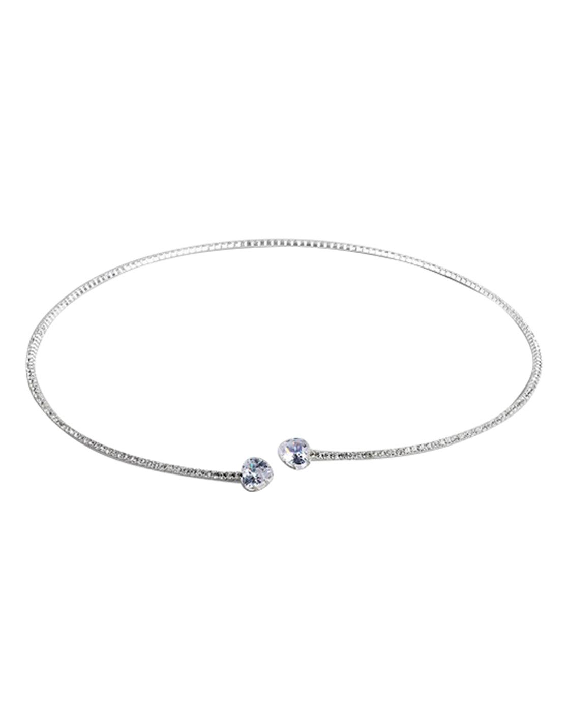 Cz With Rhodium Plated Fancy Choker Necklace For Women