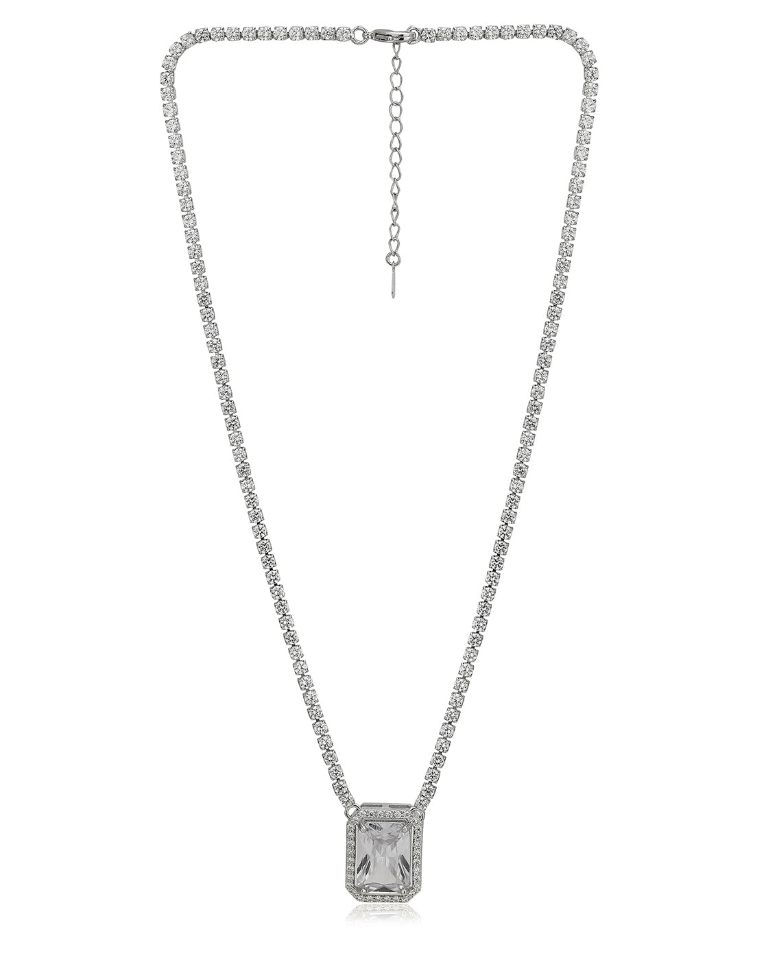 Premium Rhodium Plated With Cz Pendant Necklace For Women