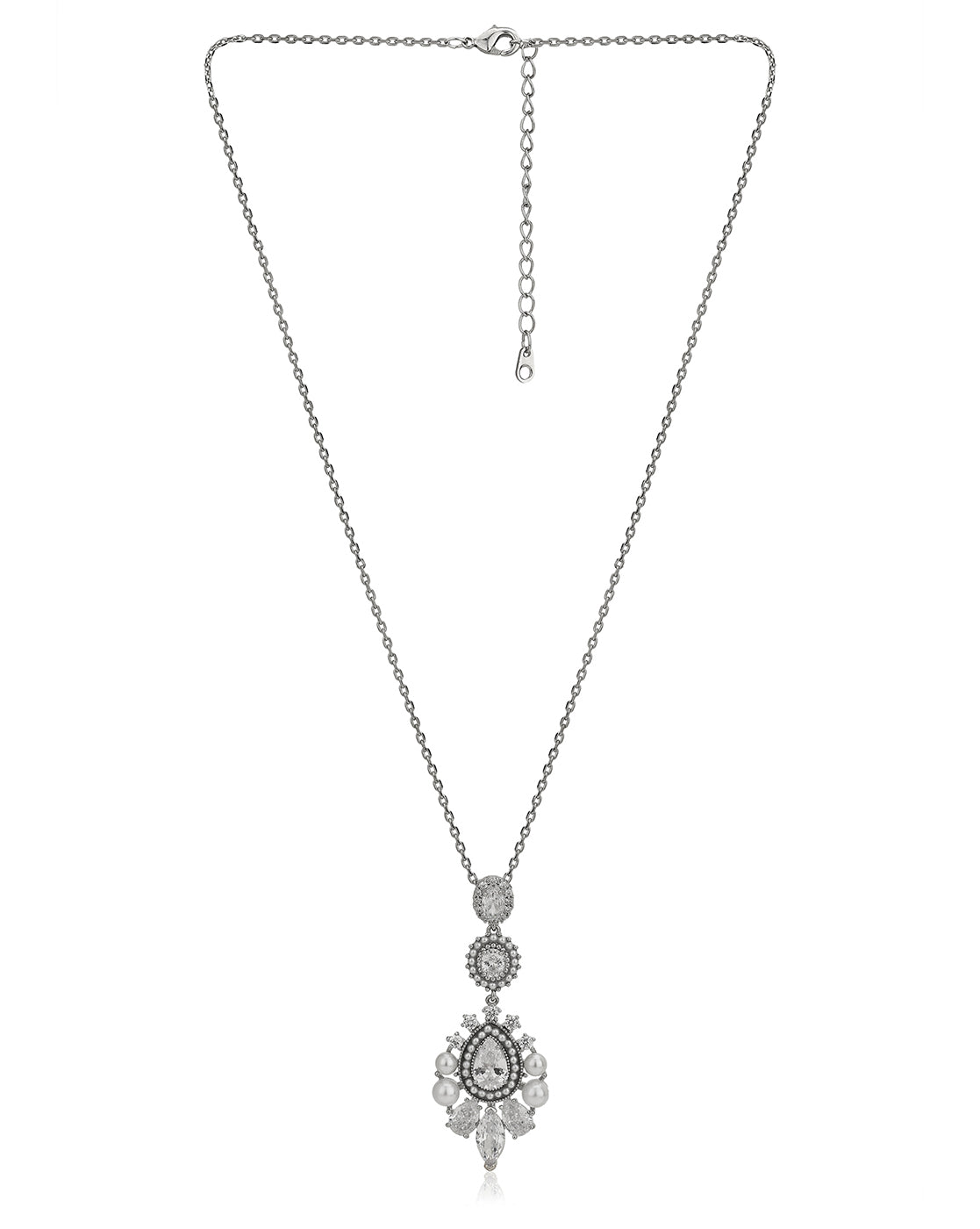 Premium Rose Gold Plated With Pearl Pendant With Chain For Women