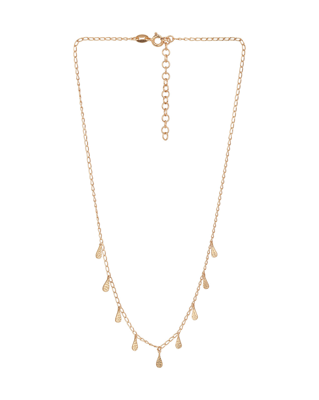 18Kt Rose Gold Plated With Dangling Teardrop Charm Necklace For Women