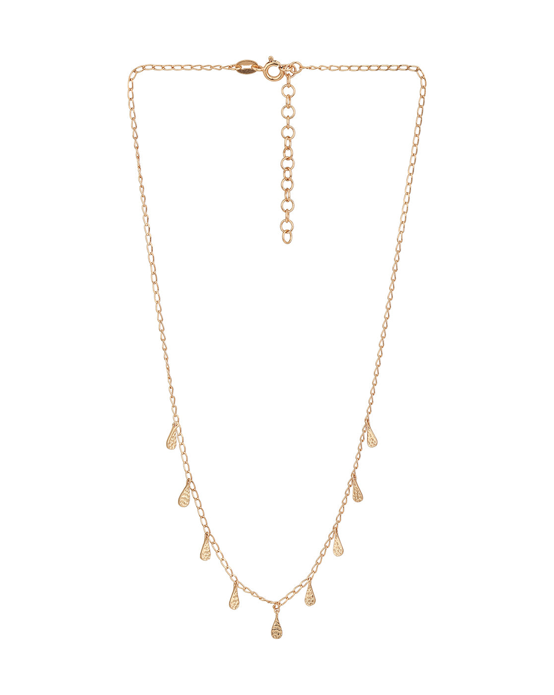 18Kt Rose Gold Plated With Dangling Teardrop Charm Necklace For Women