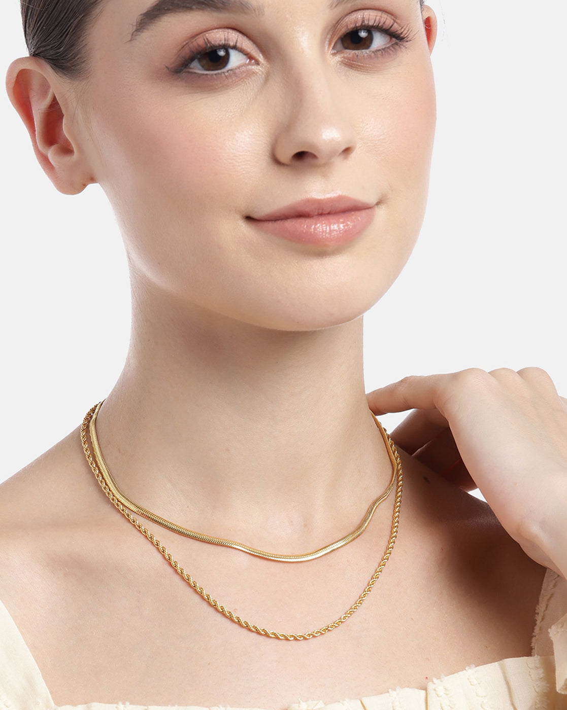 18Kt Gold Plated Layered Necklace For Women