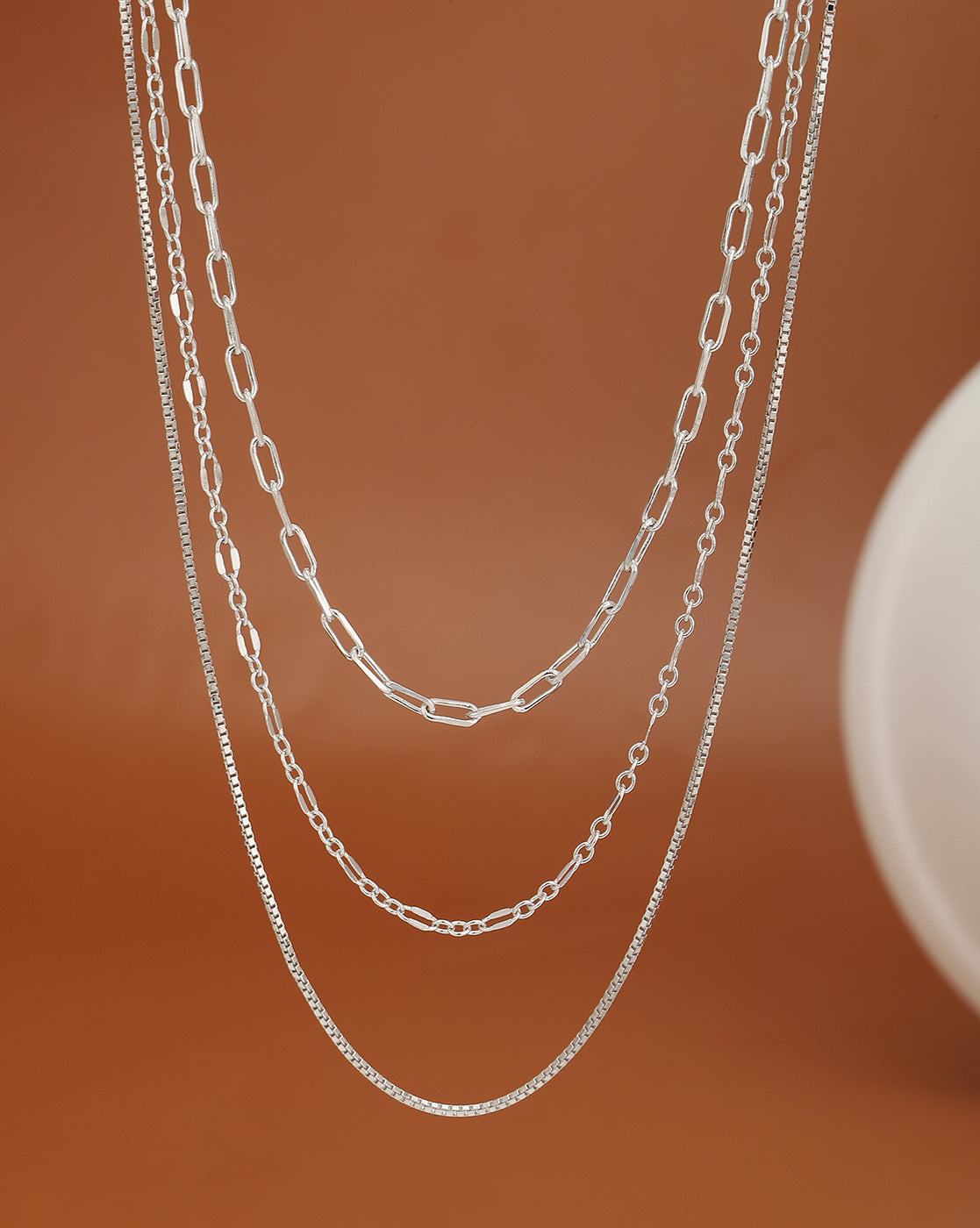 Rhodium Plated Layered Necklace For Women