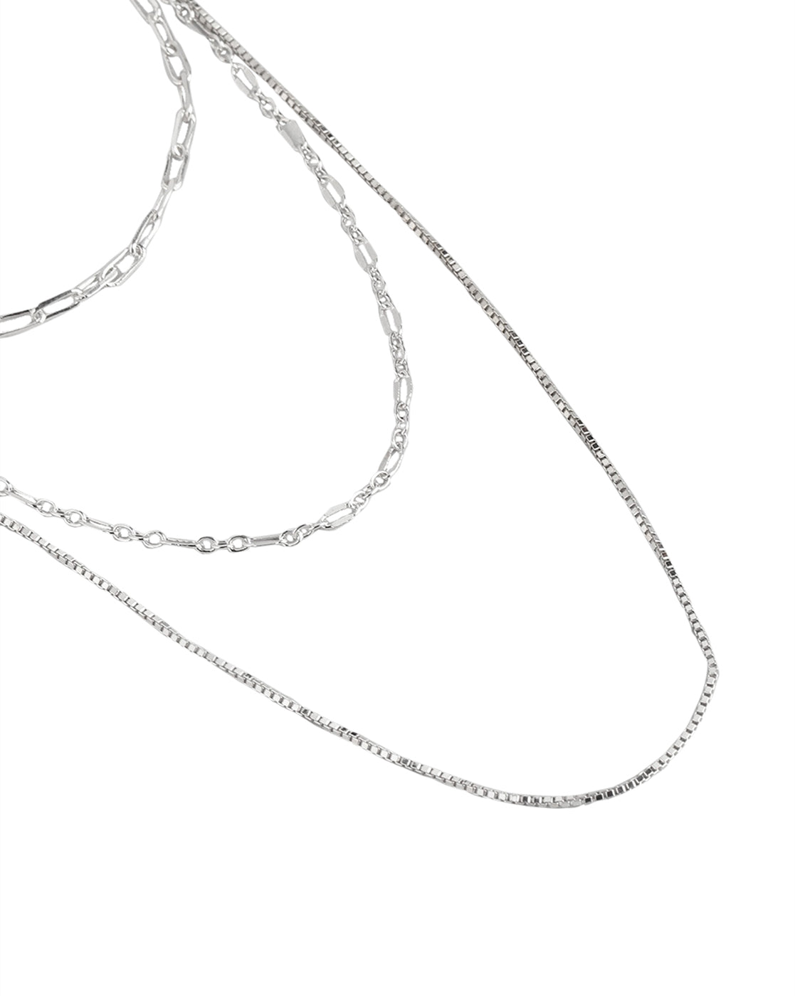 Rhodium Plated Layered Necklace For Women