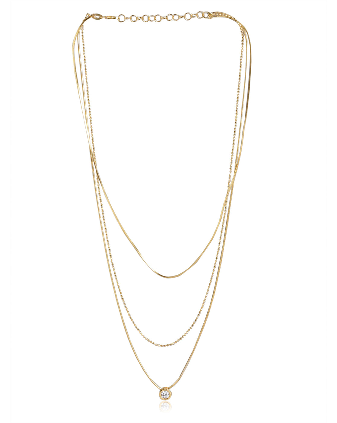 18Kt Gold Plated With Cz Layered Necklace For Women