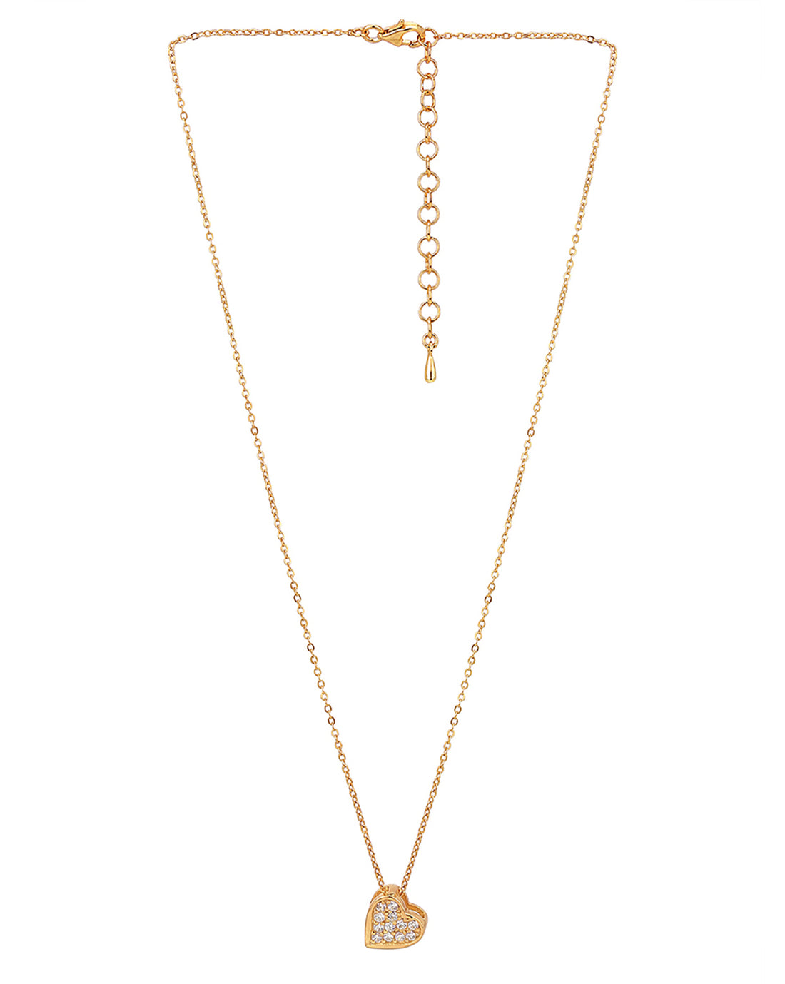 18Kt Gold Plated Cz Studded Heart Necklace For Women