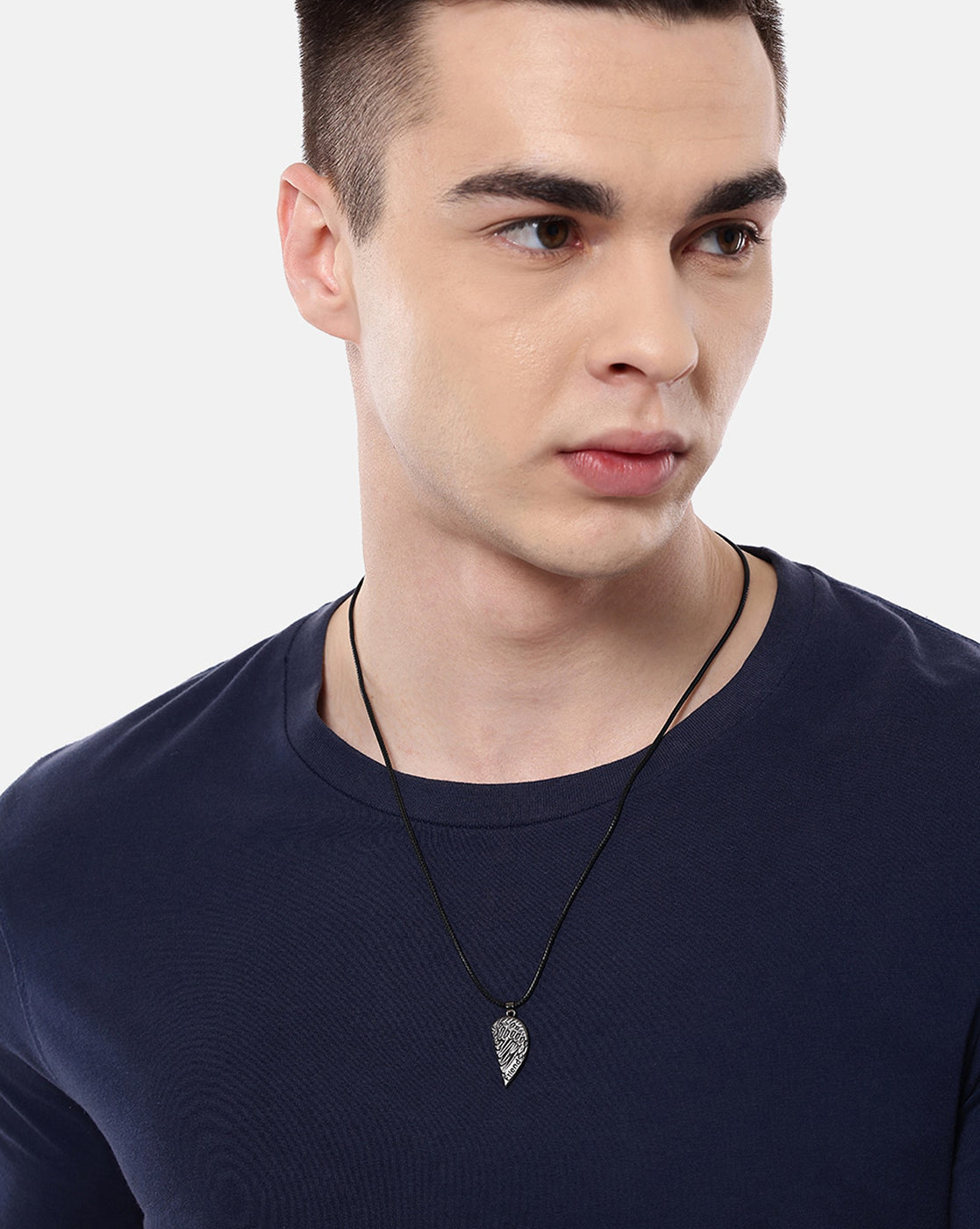 Set of 2 Silver Plated Oxidised Best Friend Broken Heart Pendant with chain for couples