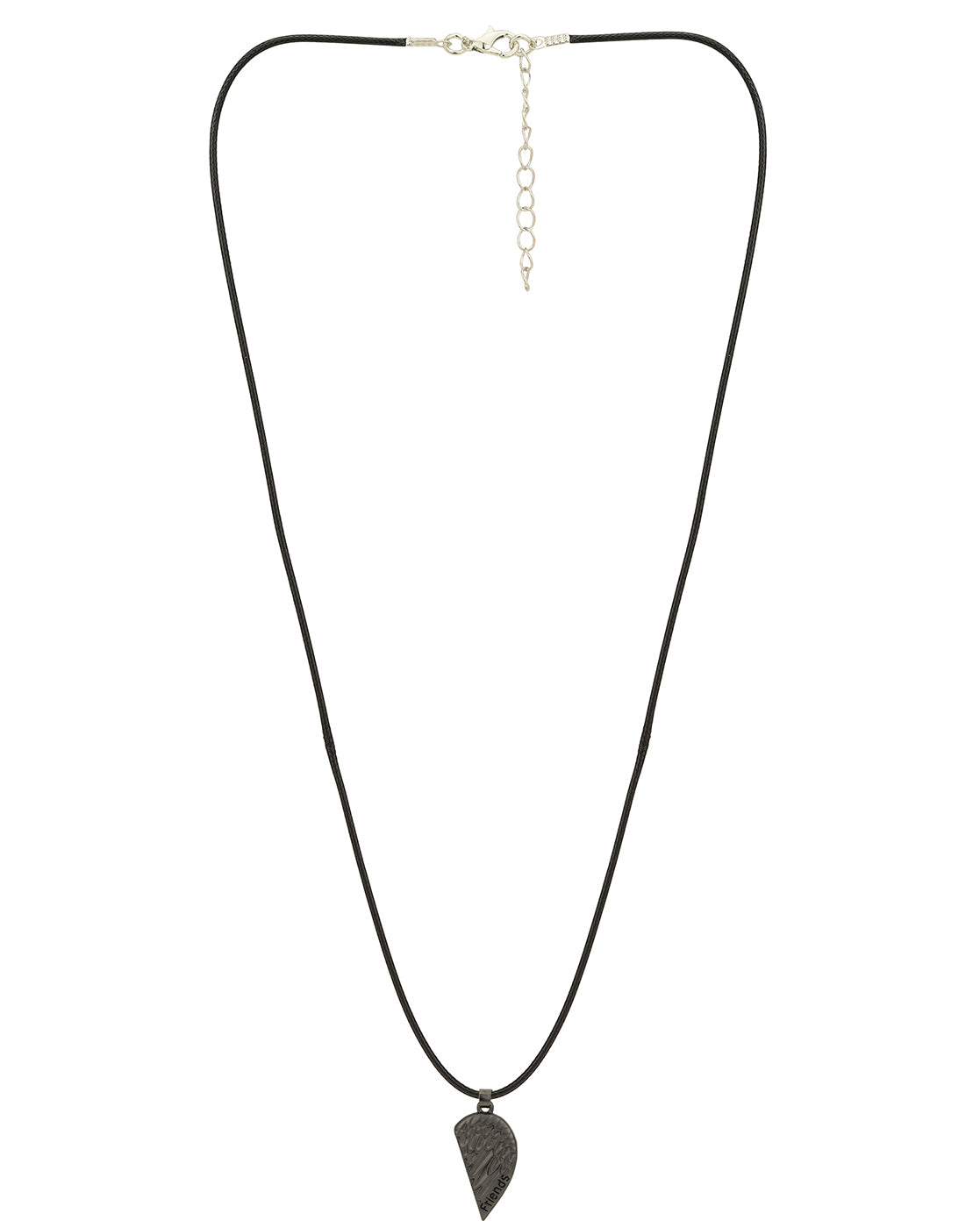 Set of 2 Silver Plated Oxidised Best Friend Broken Heart Pendant with chain for couples