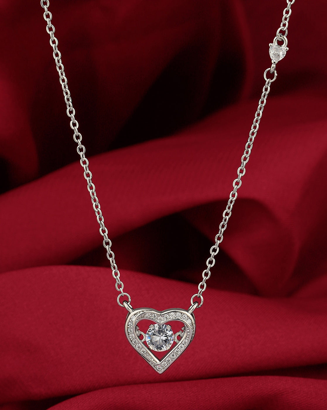 Silver Plated with CZ Heart Fancy Necklace for women
