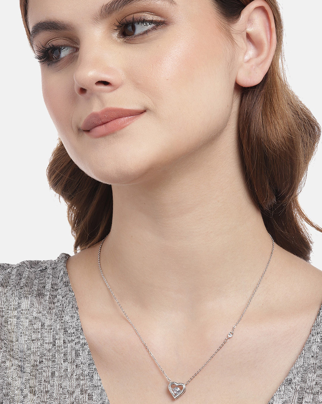 Silver Plated with CZ Heart Fancy Necklace for women