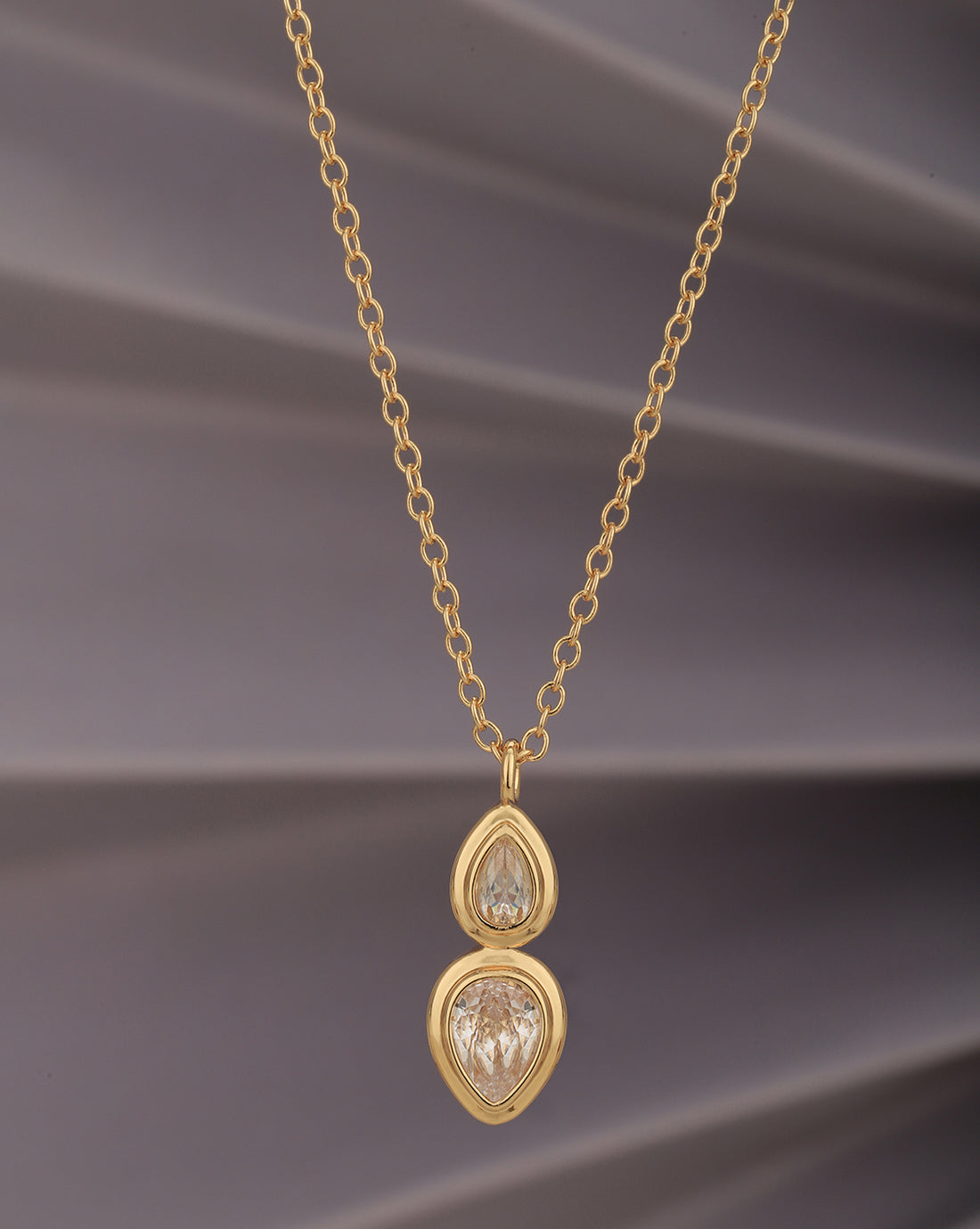 Gold Plated CZ Pendant with chain for women