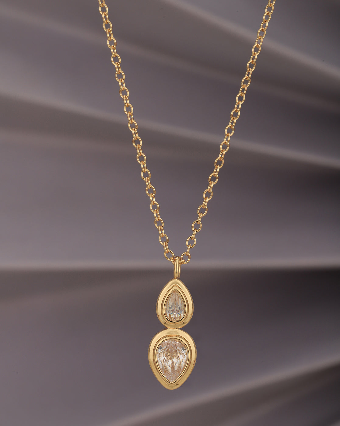 Gold Plated CZ Pendant with chain for women