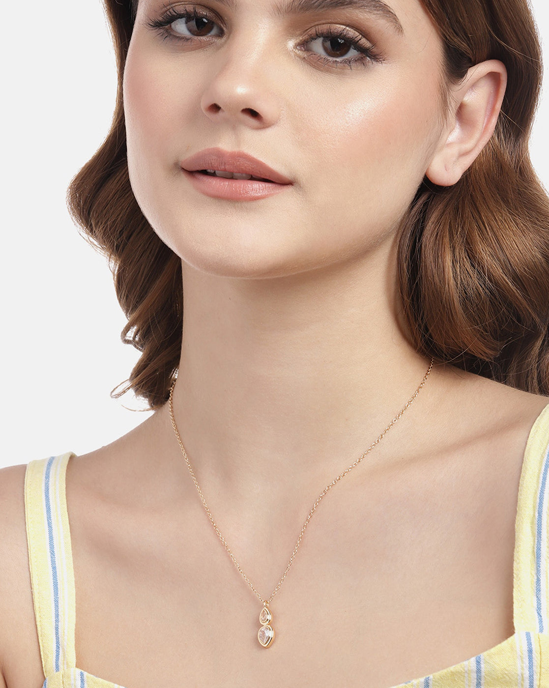 Gold Plated CZ Pendant with chain for women