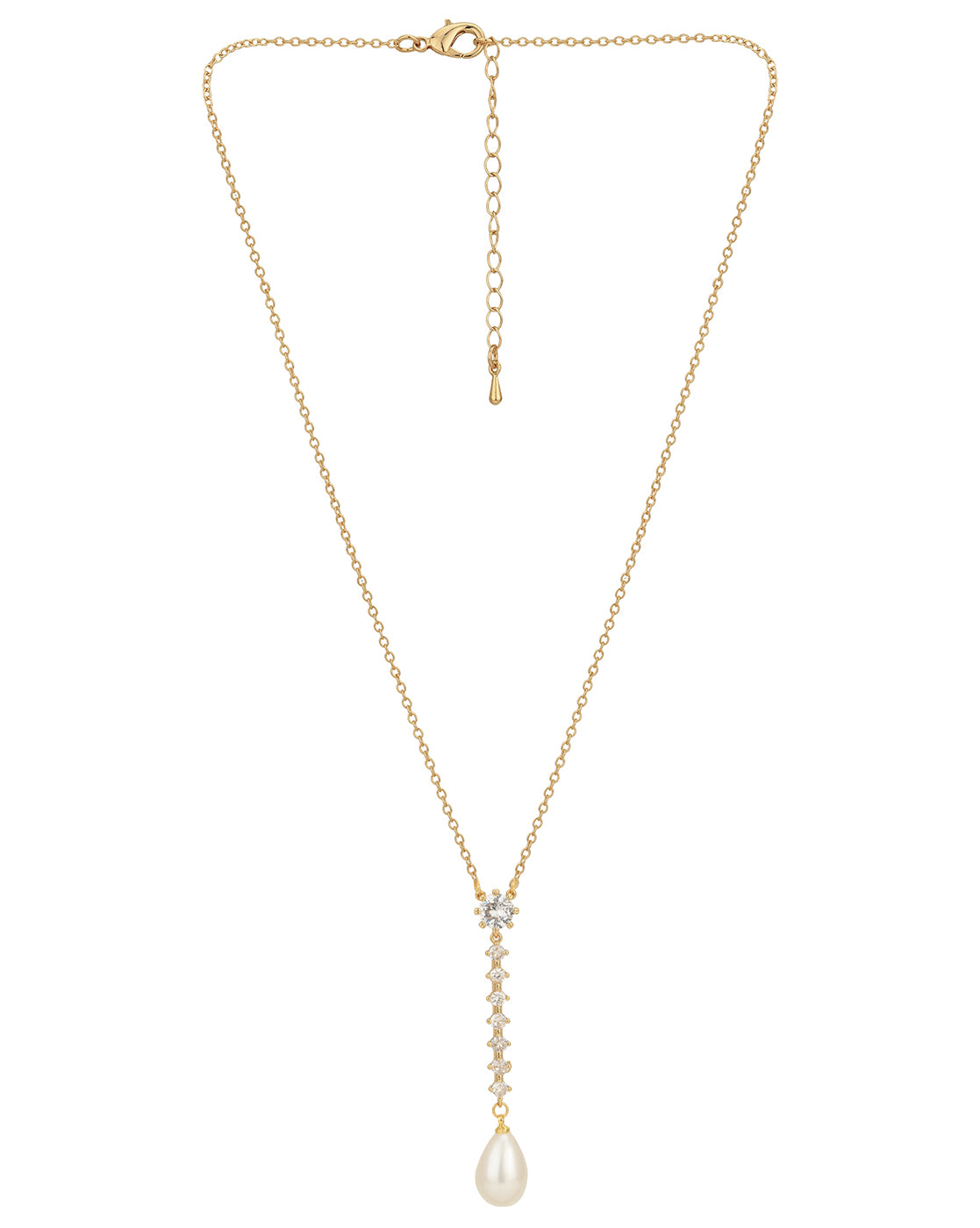 Premium Gold Plated Hanging Pearl Lariat Necklace for women