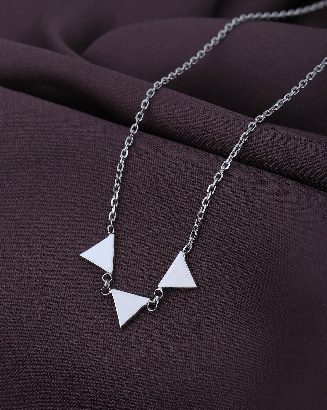 Rhodium Plated Triangle Shape Necklace for women