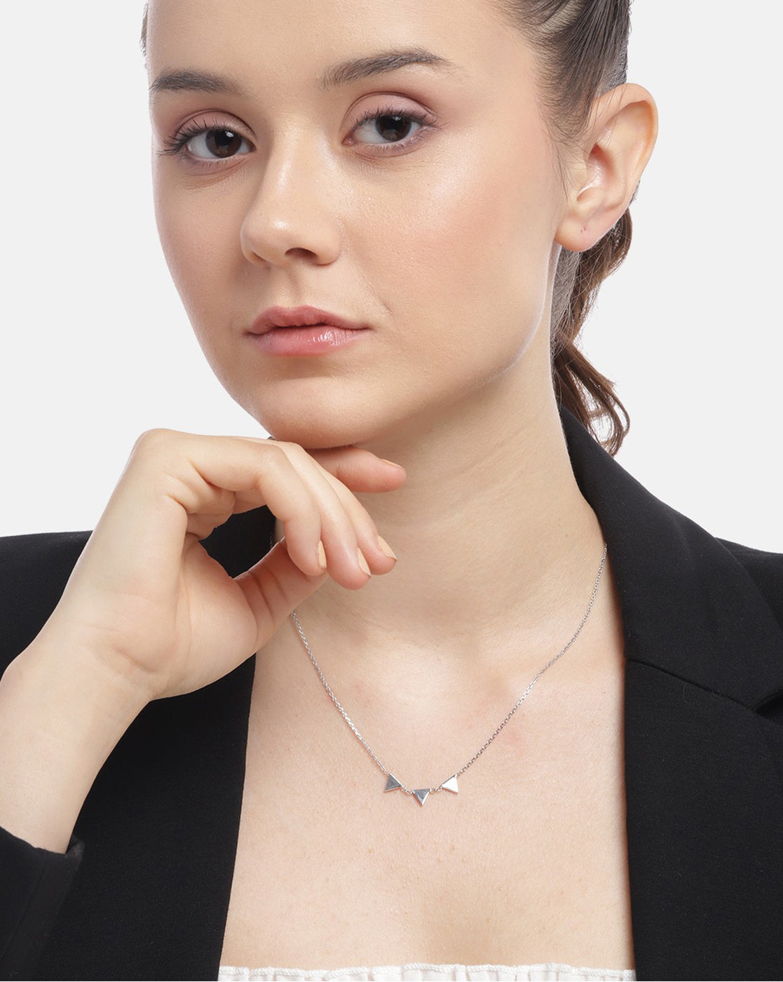 Rhodium Plated Triangle Shape Necklace for women