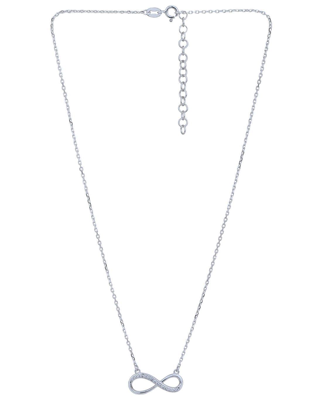 Rhodium Plated with CZ Infinity Necklace for women