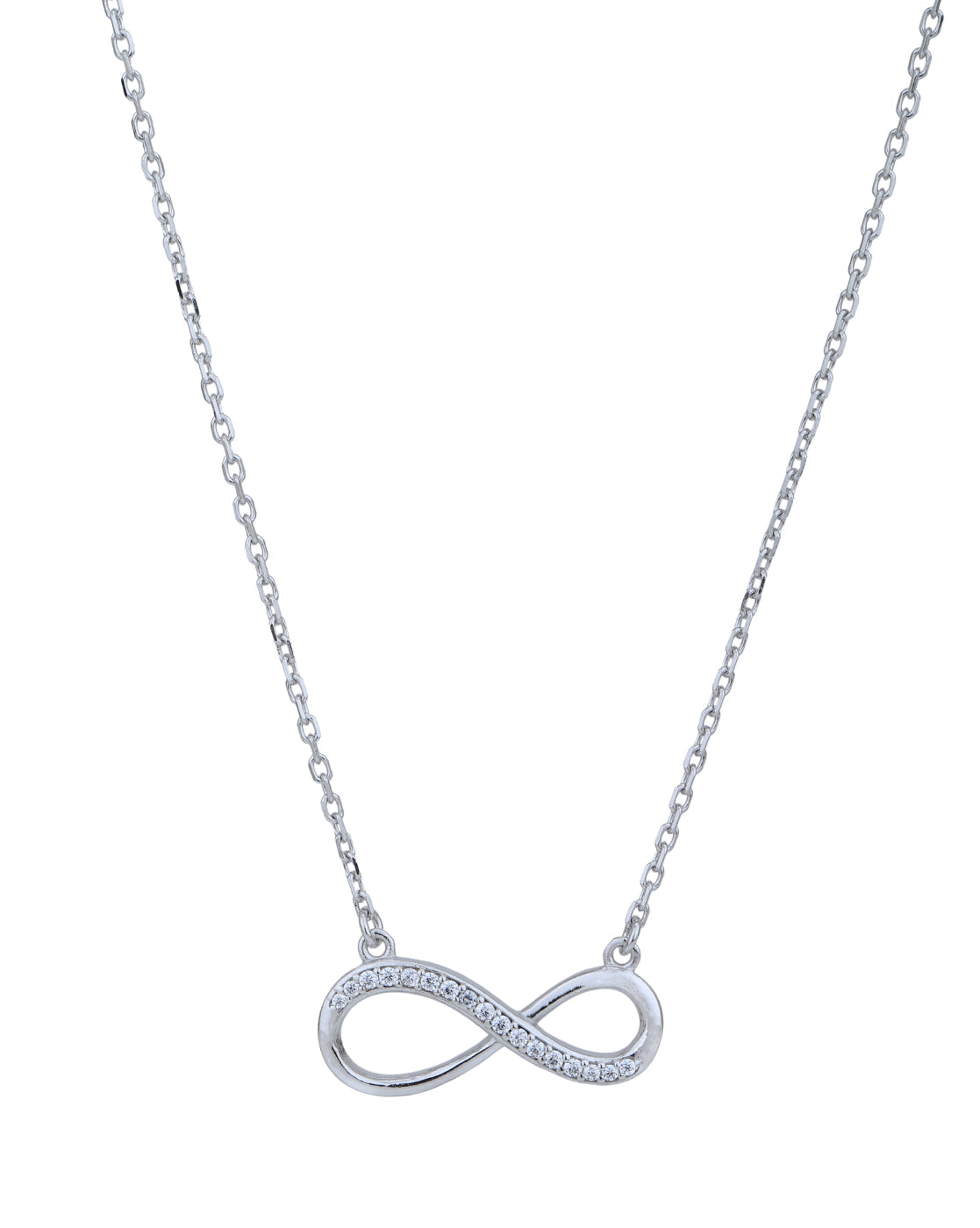 Rhodium Plated with CZ Infinity Necklace for women