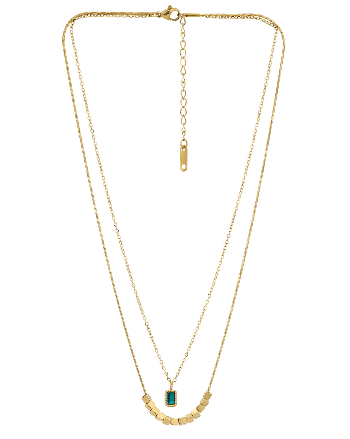 Gold Plated with CZ Double Chain Necklace for women