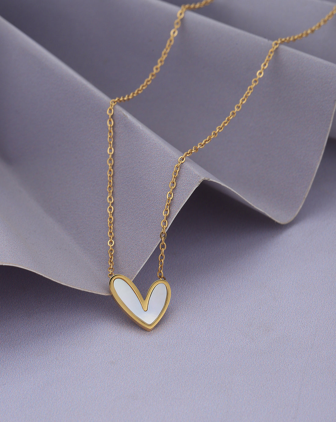 Gold Plated Heart with Shell Necklace for women