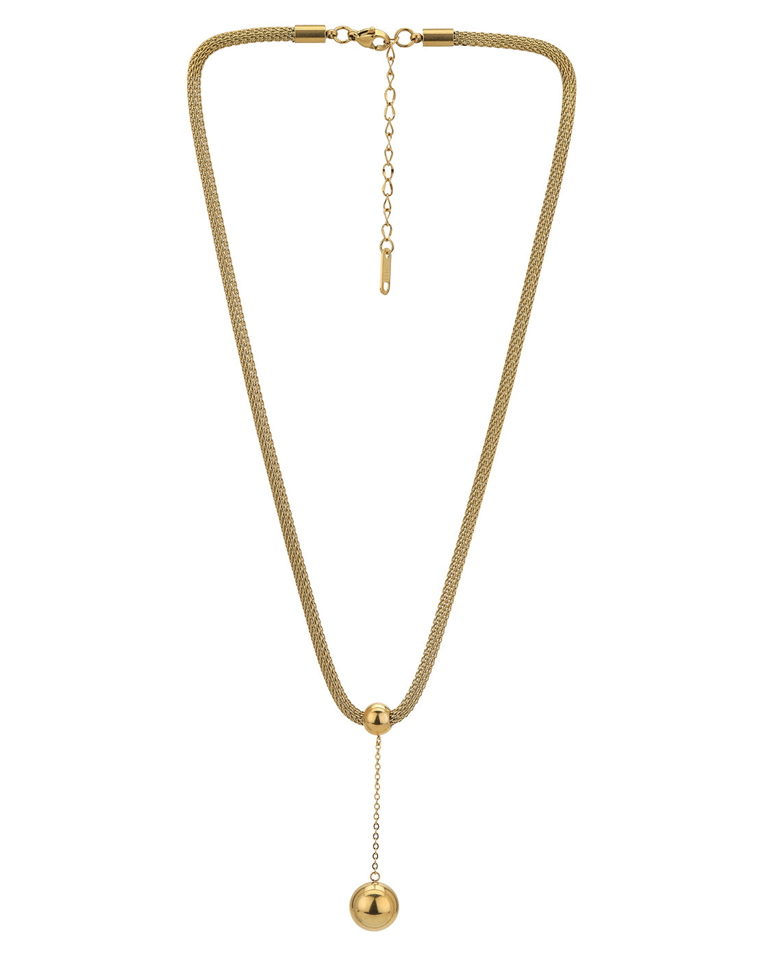 Gold Plated Dangling Ball with Chain Necklace for women