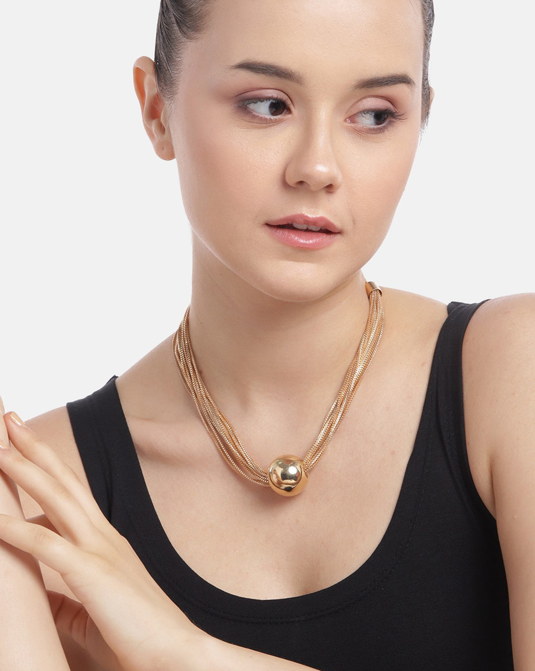 Rose Gold Plated with Ball Choker Necklace for women