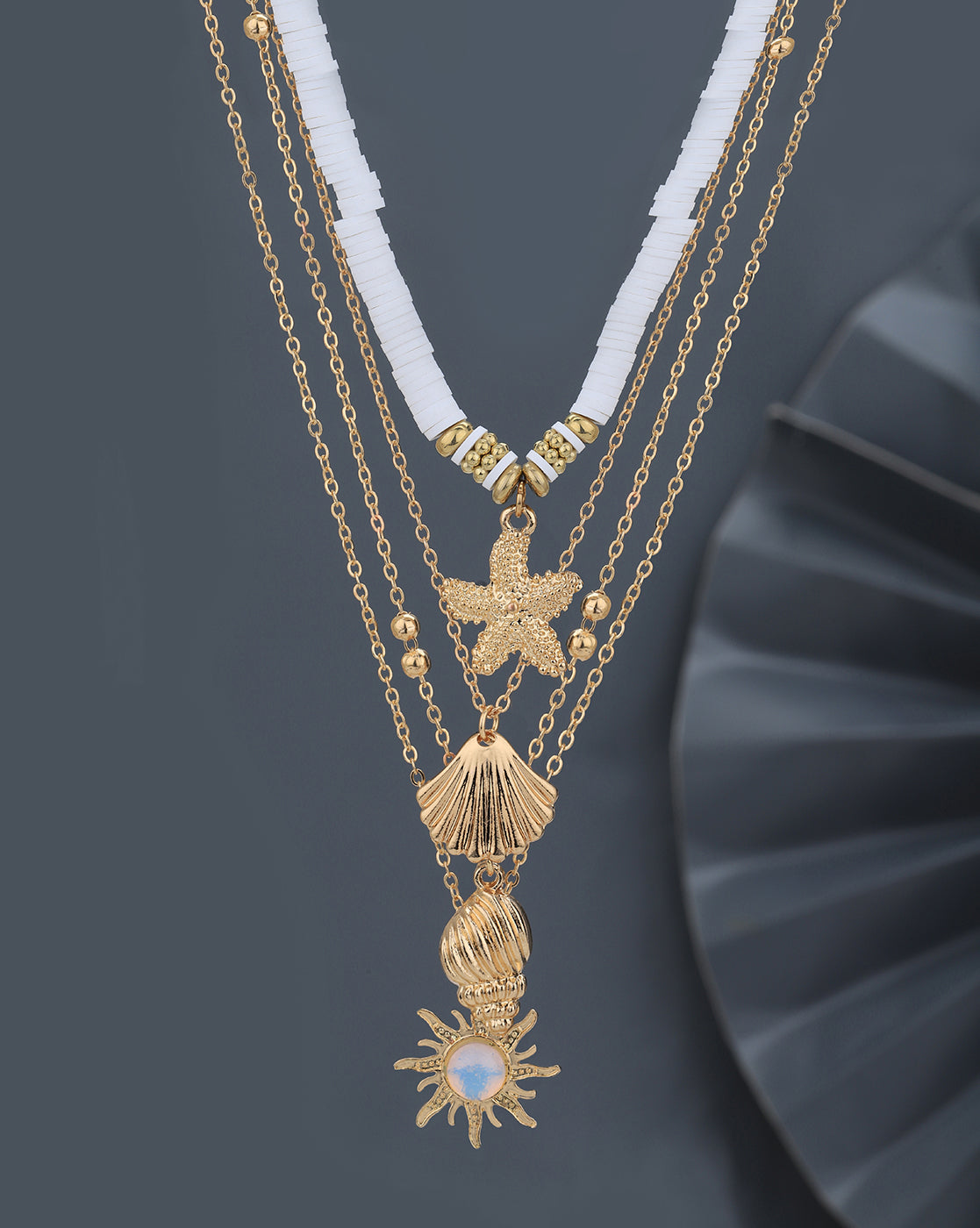 Set of 4 Rose Gold Plated Necklace for women