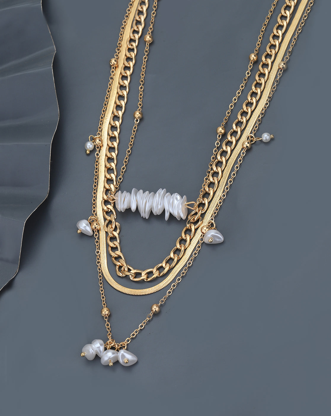 Set of 4 Gold and Rose Gold Plated Necklace for women
