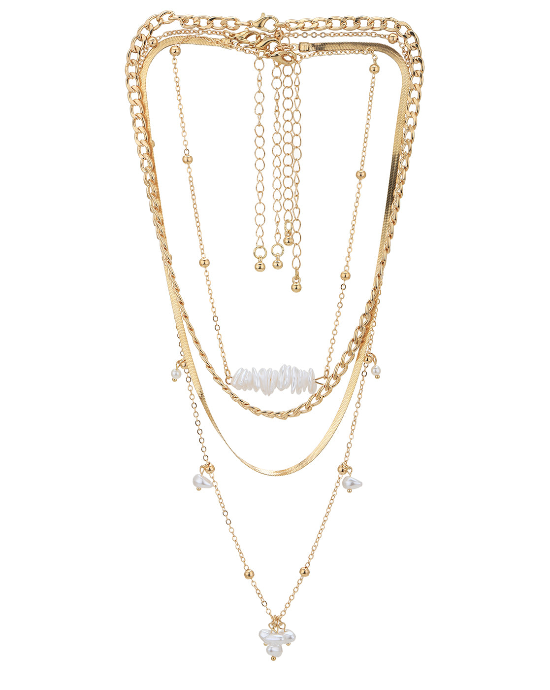 Set of 4 Gold and Rose Gold Plated Necklace for women