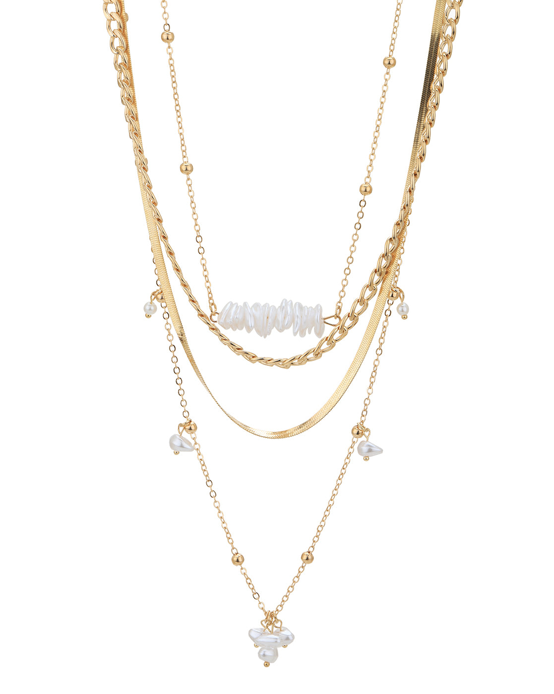 Set of 4 Gold and Rose Gold Plated Necklace for women