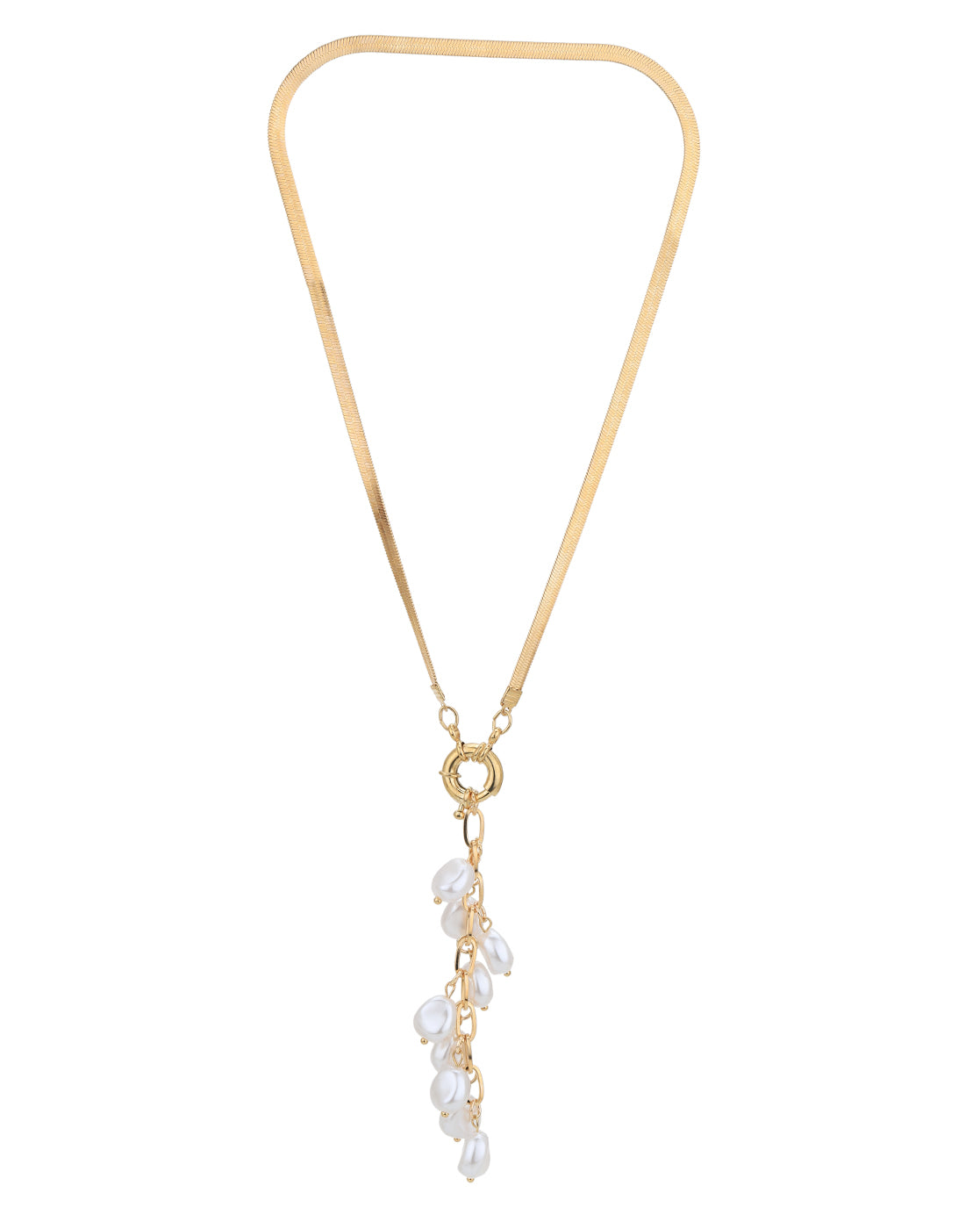 Rose Gold Plated with Pearl Lariat Necklace for women