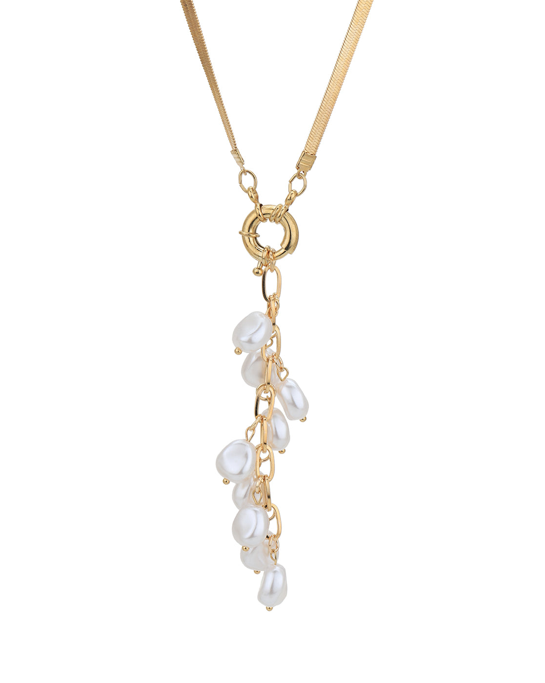 Rose Gold Plated with Pearl Lariat Necklace for women